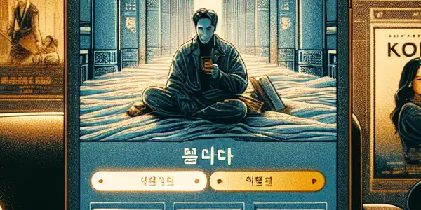 A cozy home setting featuring a digital interface for streaming popular Korean movies and dramas.